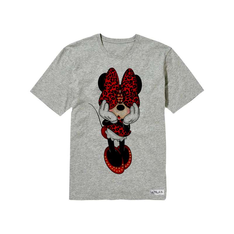 تی شرت آستین کوتاه دخترانه مدل ماوس کد PK05 رنگ طوسی