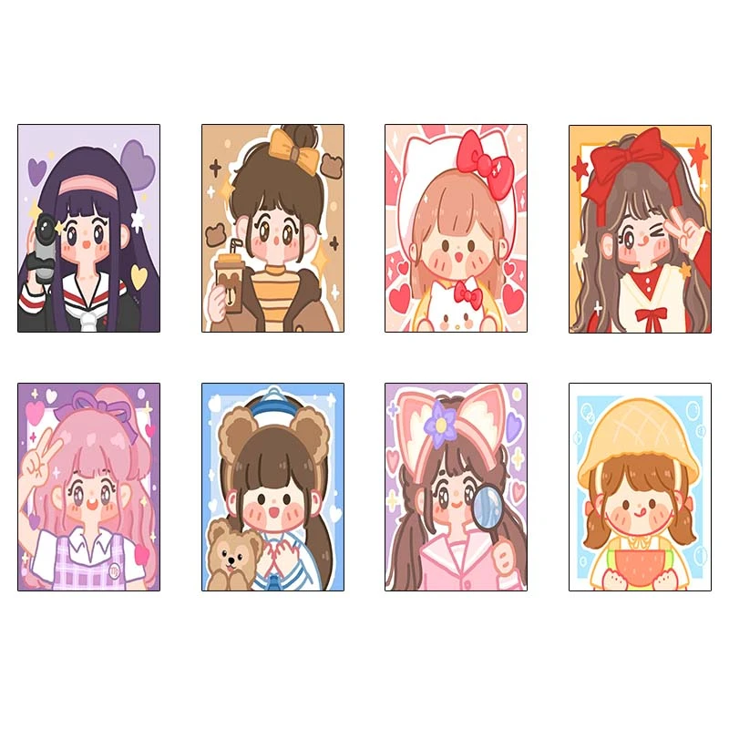 پوستر کارنيکا طرح دختر کیوت Cute Girl کد 95173 مجموعه 8 عددی