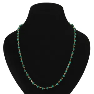 گردنبند نقره زنانه  بازرگانی میلادی مدل سنگ جید طبیعی کد GAR_111