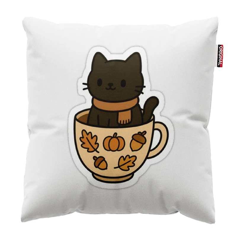 کوسن پاد آفرین مدل گربه کیوت توی فنجان کد 212 سایز 30*30 سانتی متر