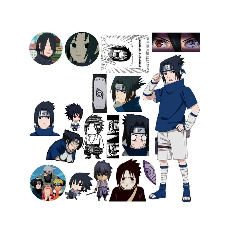 استیکر لپ تاپ طرح Sasuke journal  کد 123 مجموعه 18 عددی