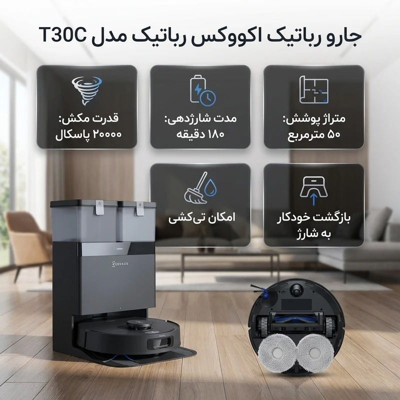 عکس شماره 2 : جارو رباتیک اکووکس رباتیک مدل t30c