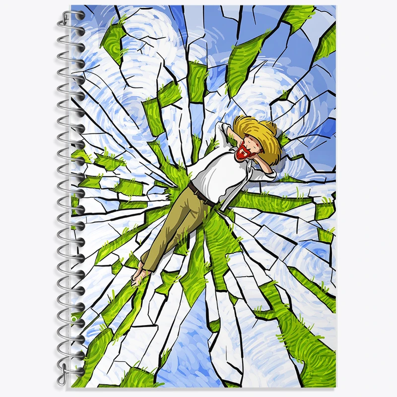 دفتر زبان 50 برگ خندالو مدل سه خط طرح ونسان ونگوگ کد F6494