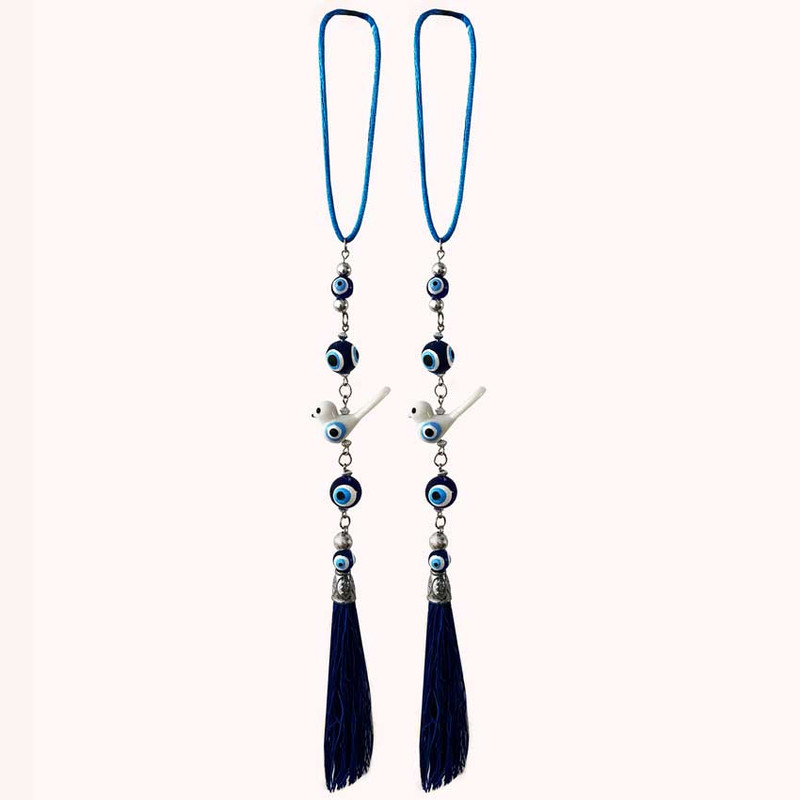 آویز تزیینی خودرو مدل چشم نظر طرح 1 گنجشک 02 بسته 2 عددی