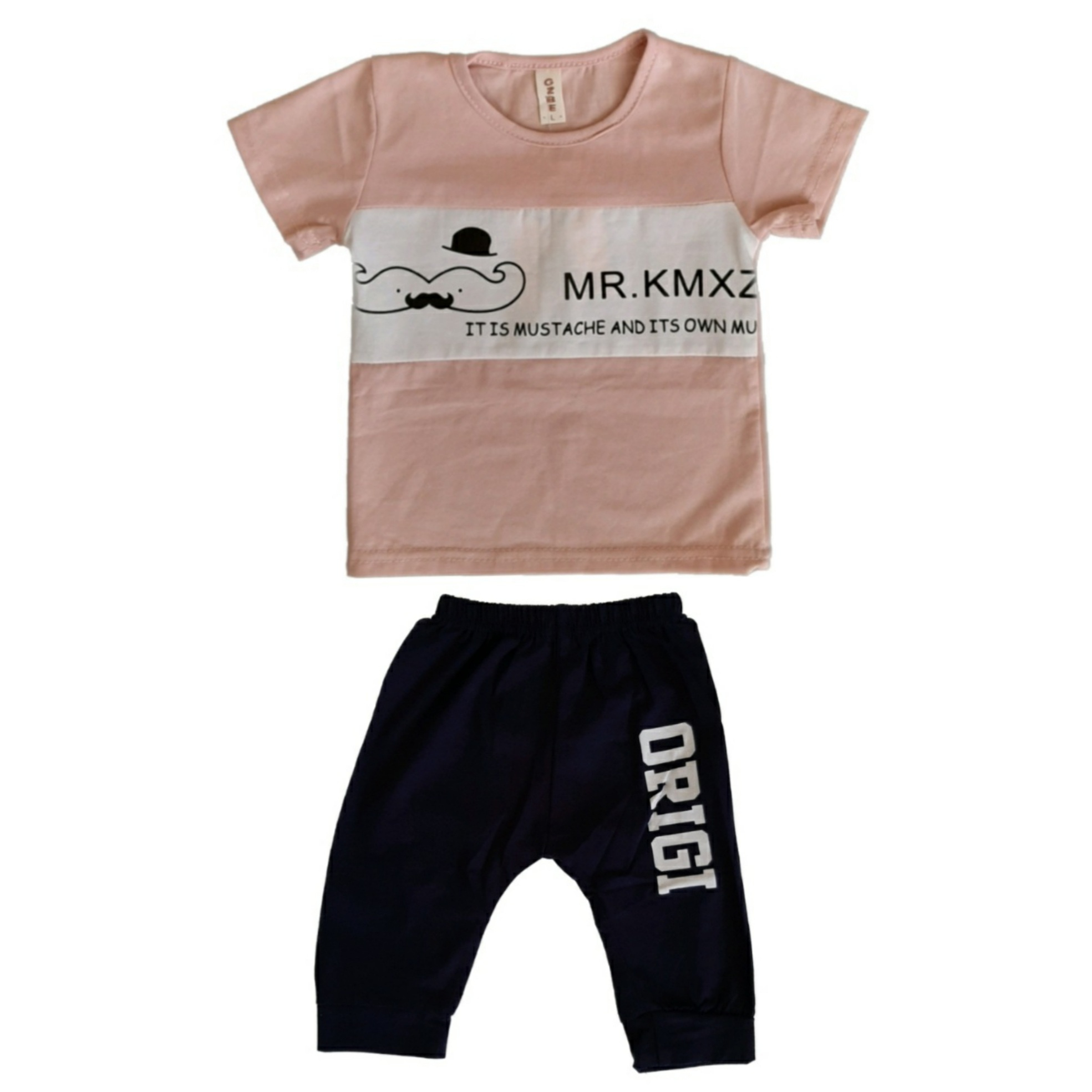 ست تی شرت و شلوارک نوزادی مدل سبیل کد 13