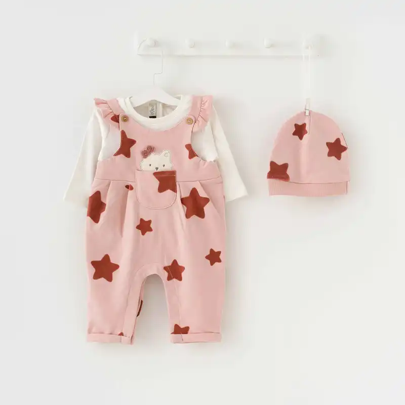 ست سرهمی و کلاه نوزادی ایندیگو مدل 296097-رنگ صورتی