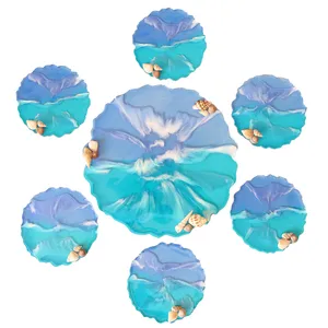 مجموعه ظروف هفت سین 7 پارچه طرح موج و دریا