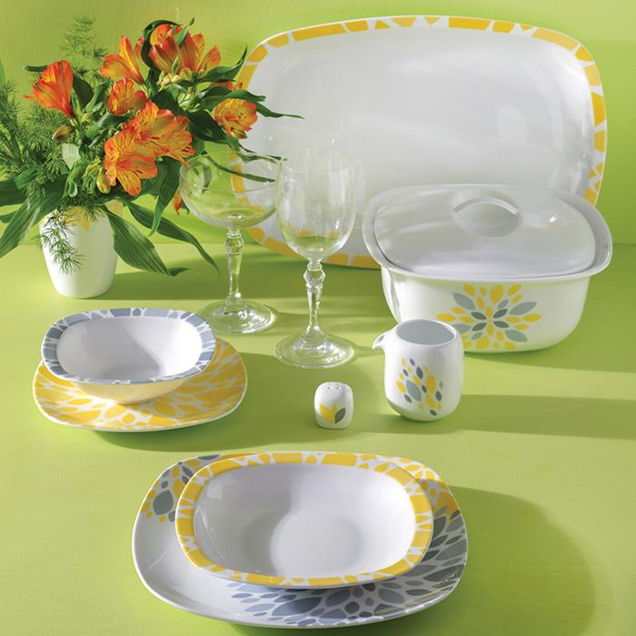 سرویس غذاخوری 98 پارچه چینی زرین ایران سری کواترو مدل سلنا درجه عالی