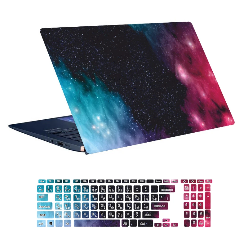 استیکر لپ تاپ توییجین و موییجین طرح Space کد 60 مناسب برای لپ تاپ 15.6 اینچ به همراه برچسب حروف فارسی کیبورد 
