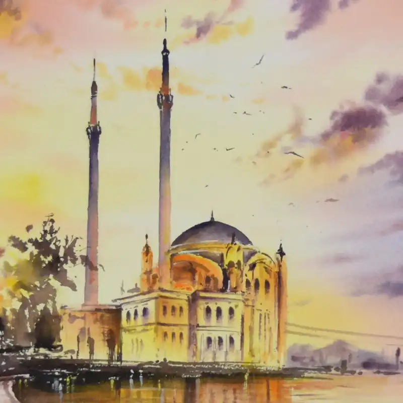 نقاشی آبرنگ طرح ابنیه کد 038