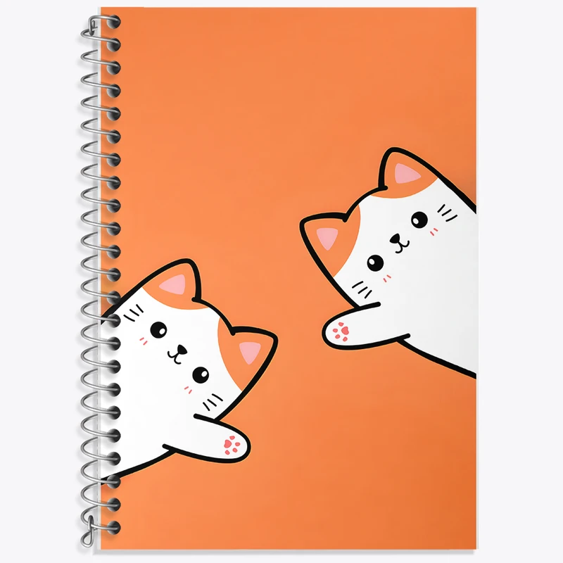 دفتر زبان 50 برگ خندالو مدل دو خط طرح گربه های بامزه کد N5274