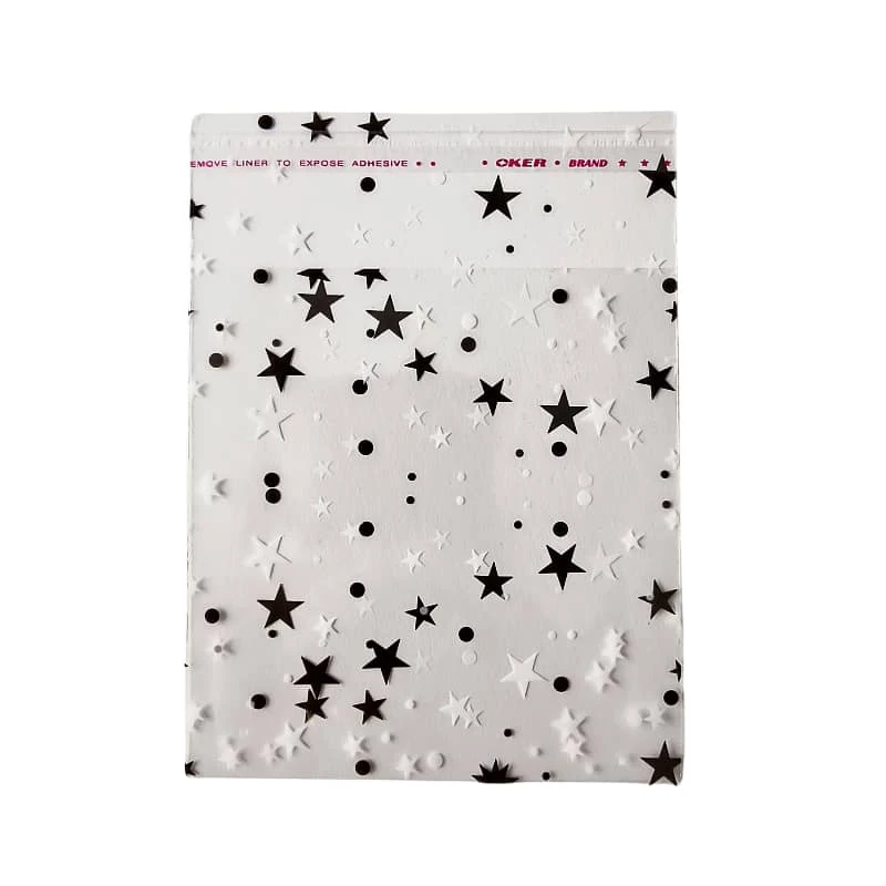 سلفون بسته بندی مدل لبه چسبدار طرح ستاره 7*7 وزن 500 گرمی