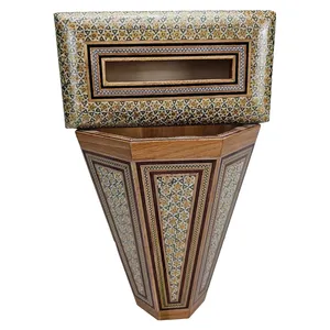 ست جعبه دستمال کاغذی و سطل خاتم کاری کد S300 