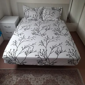 سرویس ملحفه مدل کشدوز طرح شاخه کد 160 دو نفره سه تکه