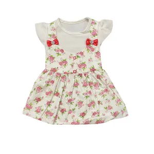 پیراهن دخترانه مدل  گلی رنگ سفید