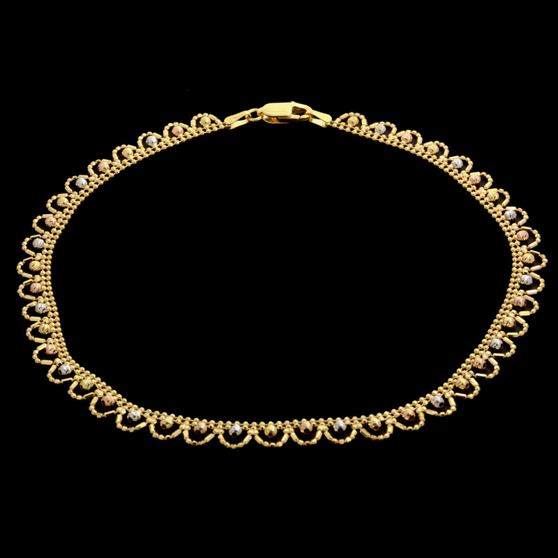 پابند طلا 18 عیار زنانه طلای مستجابی مدل گوی بال چین کد 5214