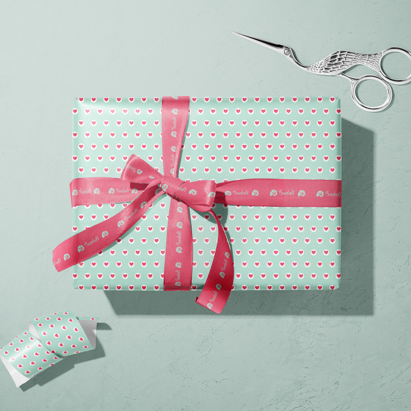 کاغذ کادو طرح بارش قلب بسته 2 عددی