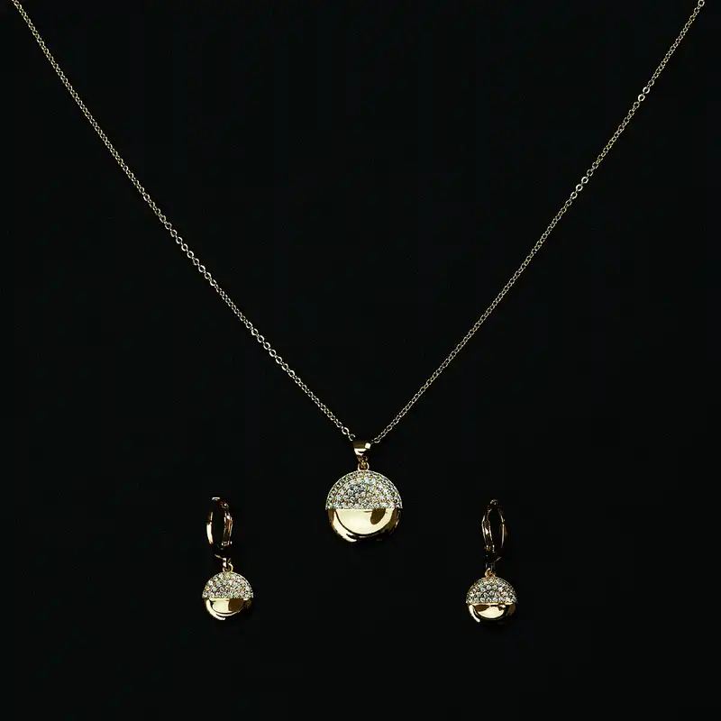 نیم ست زنانه مدل دایره نگین دار