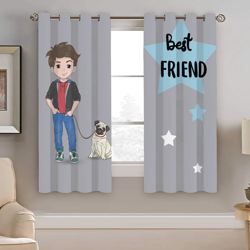 پرده نیروانا طرح پسر کودک مدل هازان کد 8341 سایز 140×200 سانتی متر