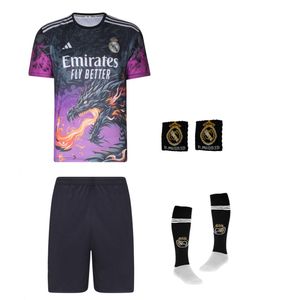 ست 5 تکه لباس ورزشی پسرانه مدل دراگون رئال مادرید طرح بلینگام 2026 رنگ بنفش