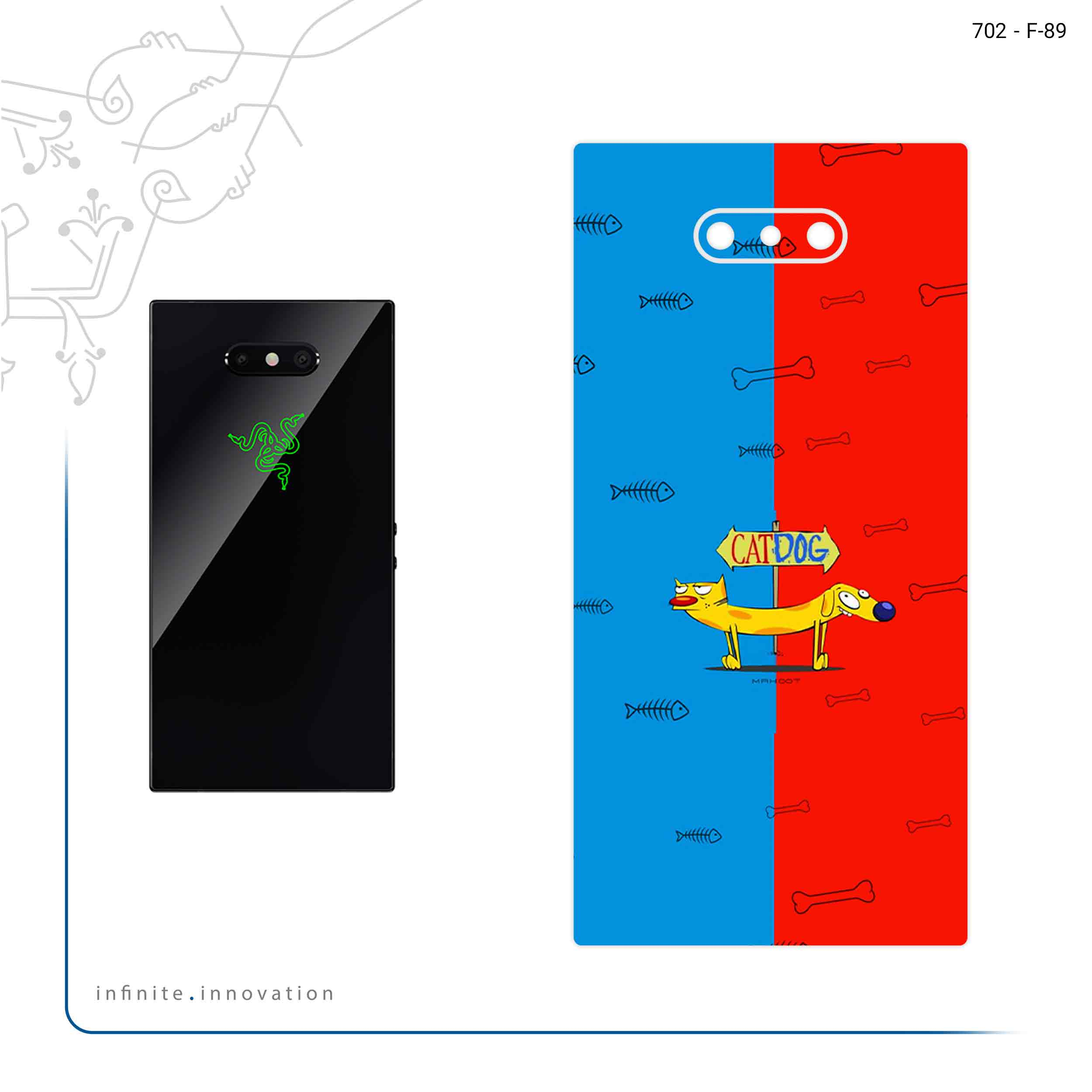 برچسب پوششی ماهوت مدل CatDog مناسب برای گوشی موبایل ریزر Phone 2
