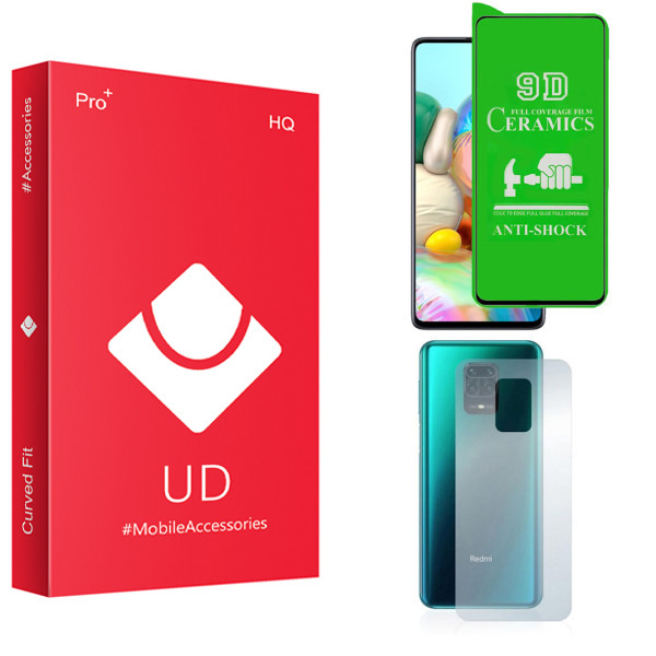 محافظ صفحه نمایش سرامیکی یو دی مدل HQ مناسب برای گوشی موبایل شیائومی Redmi Note 9s به همراه محافظ پشت گوشی