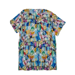 تونیک آستین کوتاه زنانه مدل نخی گلدار کد ۱۷