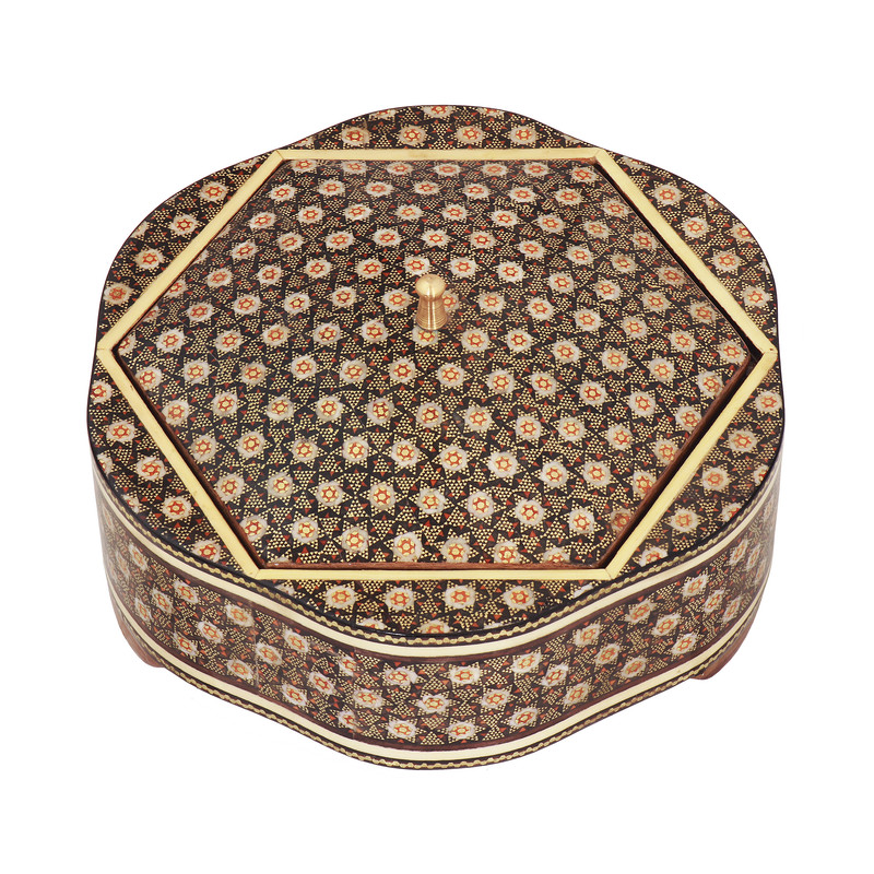 شکلات خوری خاتم کاری چوبی مدل پروانه ای کد 02