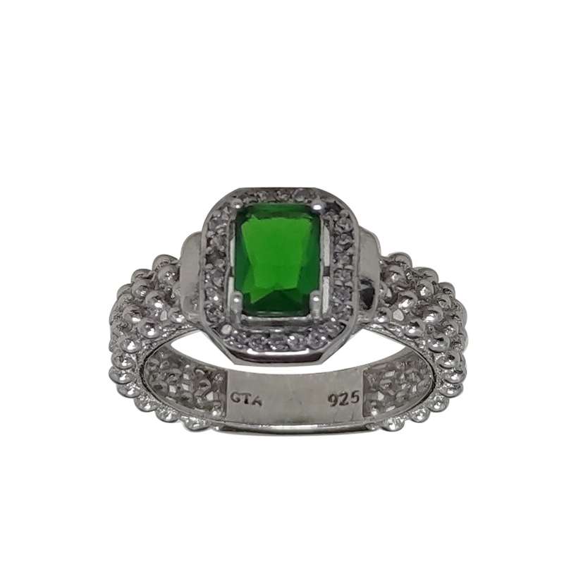 انگشتر نقره زنانه سلین کالا مدل زمرد طبیعی کد Mps-7