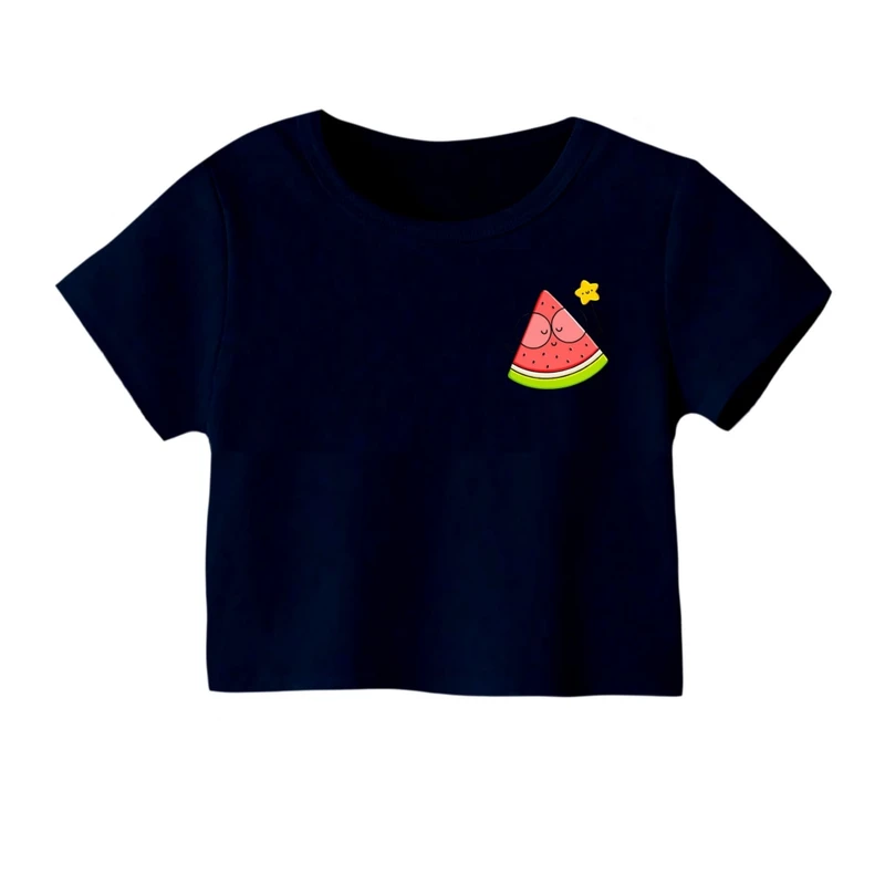 کراپ‌ تی‌شرت آستین کوتاه زنانه مدل هندوانه یلدایی کد 68