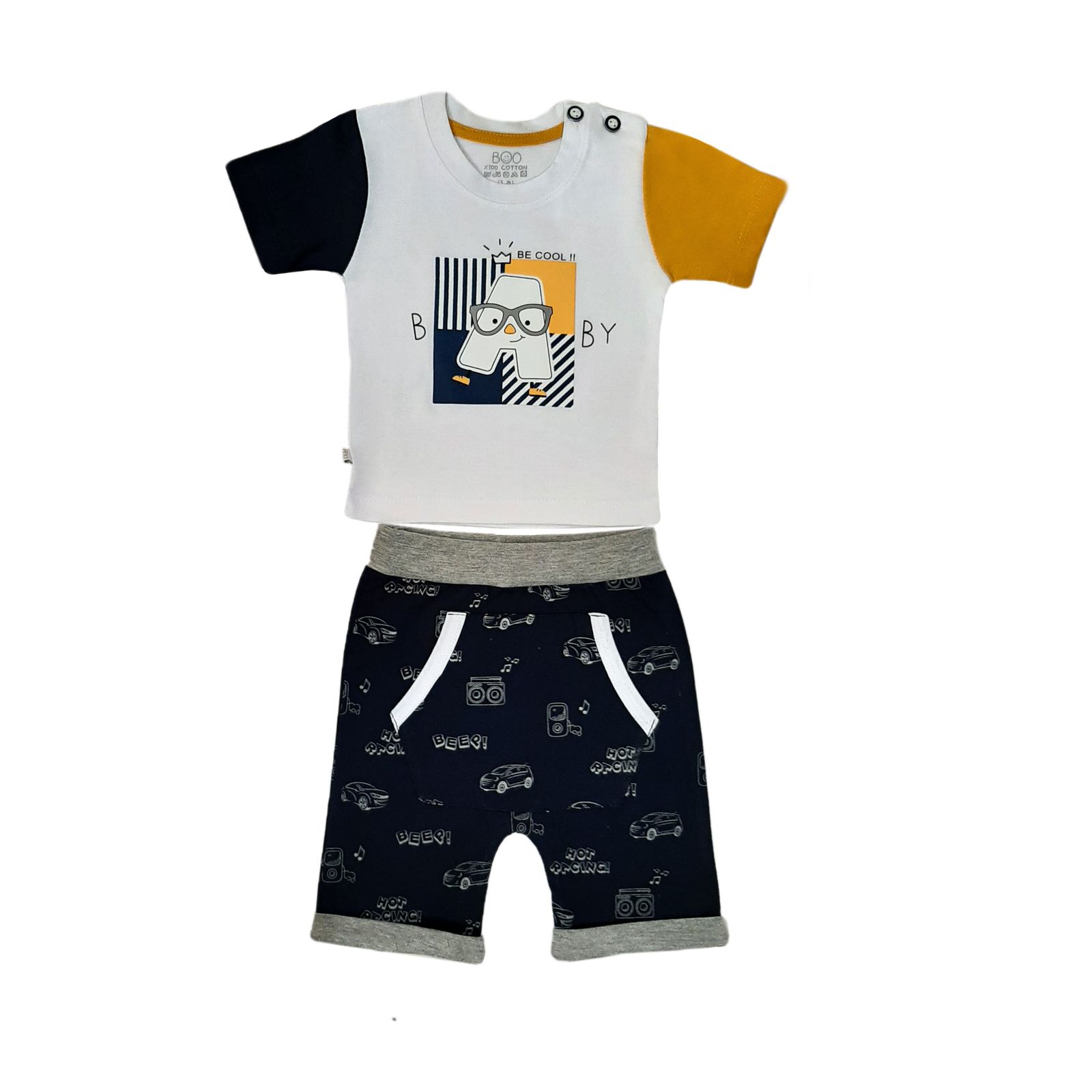 ست تی شرت و شلوارک نوزادی بیبی بو طرح A مدل 2-9524 -  - 1