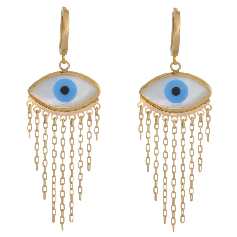 گوشواره آویز طلا 18 عیار زنانه طلای مستجابی مدل چشم  کد T626-9