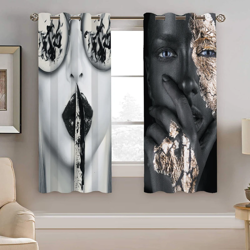 پرده نیروانا طرح چهره مدل هازان کد 8864 سایز 140×200 سانتی متر