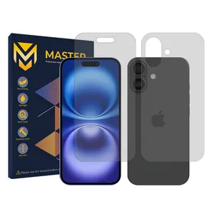   Master Resistant model transparent screen protector suitable for Apple iPhone 16 mobile phone along with the back of the phone protector