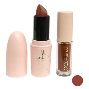 رژلب جامد مات کوین اند کوکو مدل قلبی رنگ گوشتی شماره 03 به همراه رژلب مایع کوین اند کوکو شماره 03