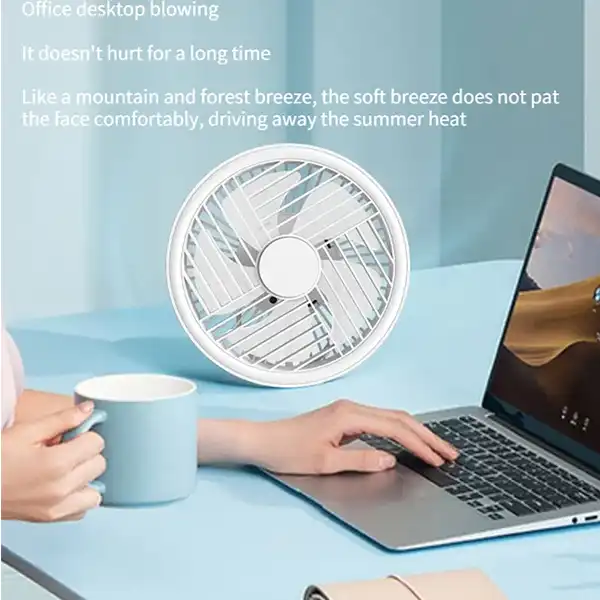 پنکه رومیزی شارژی مدل ال ای دی دار کد RY-2301