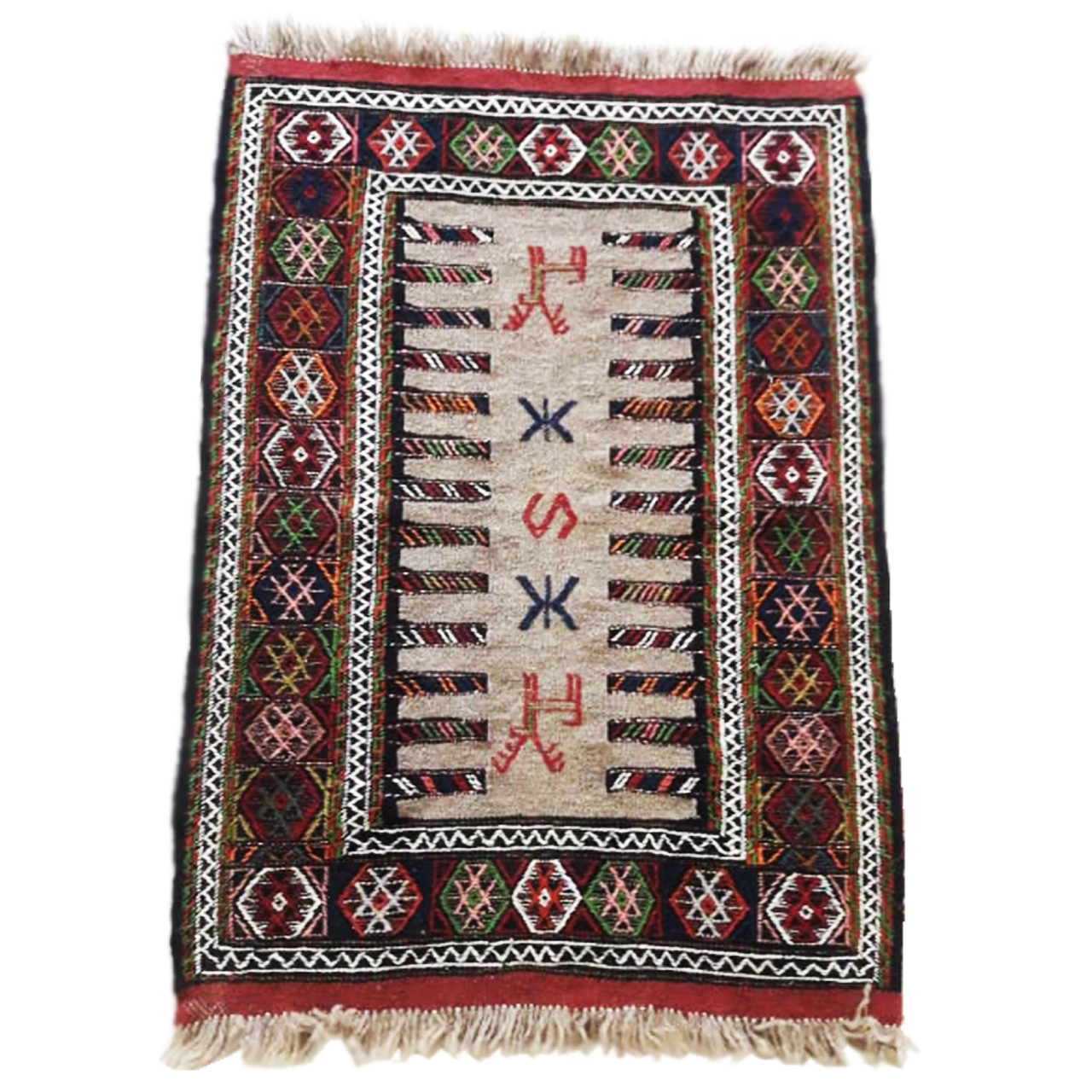 گلیم دستباف یک متری طرح سفره کردی کد Gl-01-01