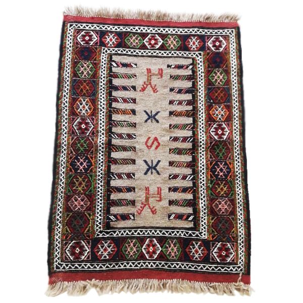 گلیم دستباف یک متری طرح سفره کردی کد Gl-01-01