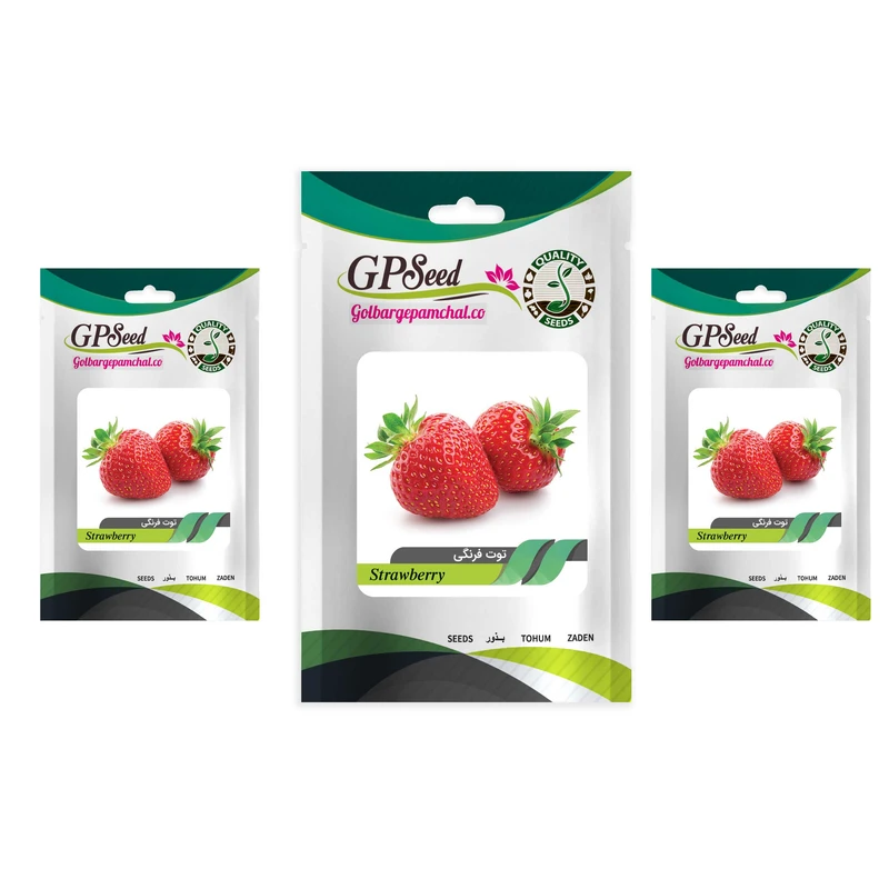  بذر توت فرنگی گلبرگ پامچال کد GPF-195 مجموعه 3 عددی
