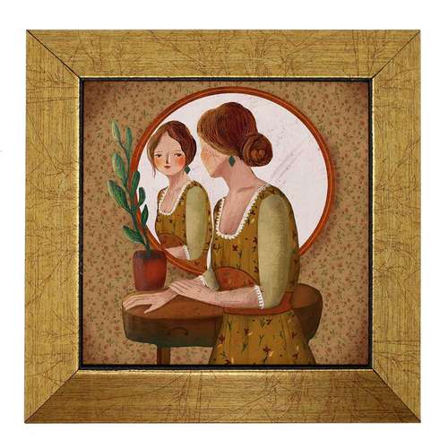 تابلو کاشی کارنیلا طرح نقاشی بانو در آینه کد kht735