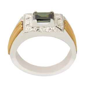 انگشتر نقره مردانه بازرگانی میلادی مدل سنگ موزانایت رکاب دست ساز آبکاری رادیوم کد AM_2413