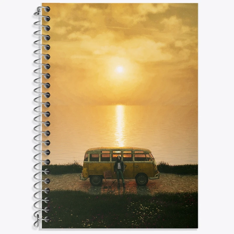 دفتر زبان 50 برگ خندالو مدل سه خط طرح کمپینگ (Camping) کد F515