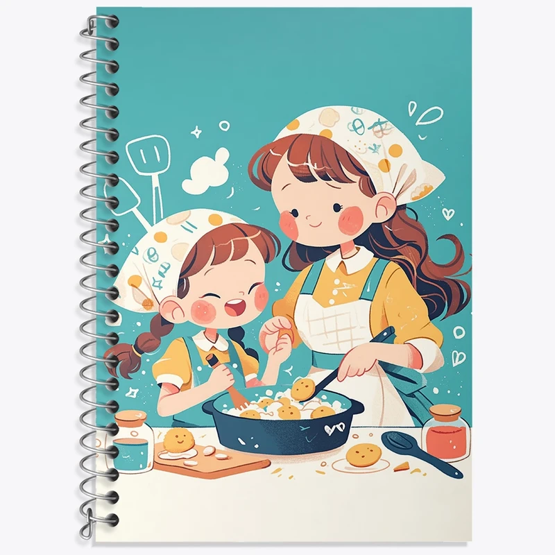 دفتر زبان 50 برگ خندالو مدل سه خط طرح کیک و شیرینی پزی کد 36674