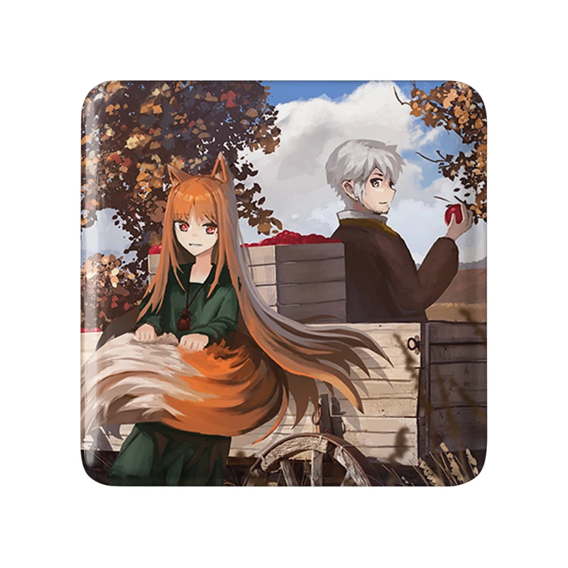 مگنت خندالو طرح هولو و کرافت انیمه ادویه و گرگ مدل مربعی کد 36158