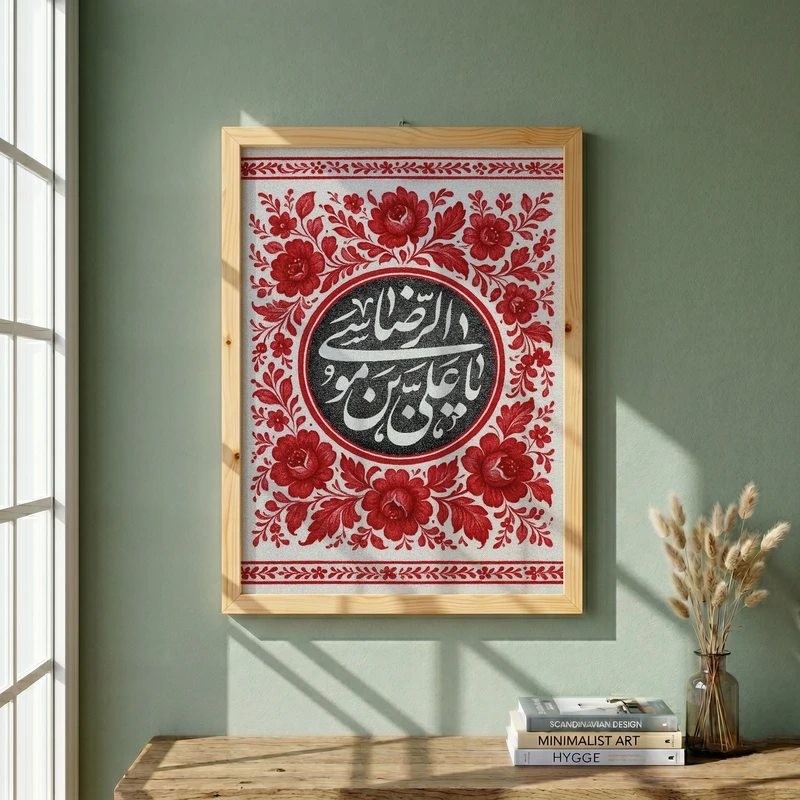 تابلو طرح یا امام رضا (ع) مدل G15509 فریم کرم روشن