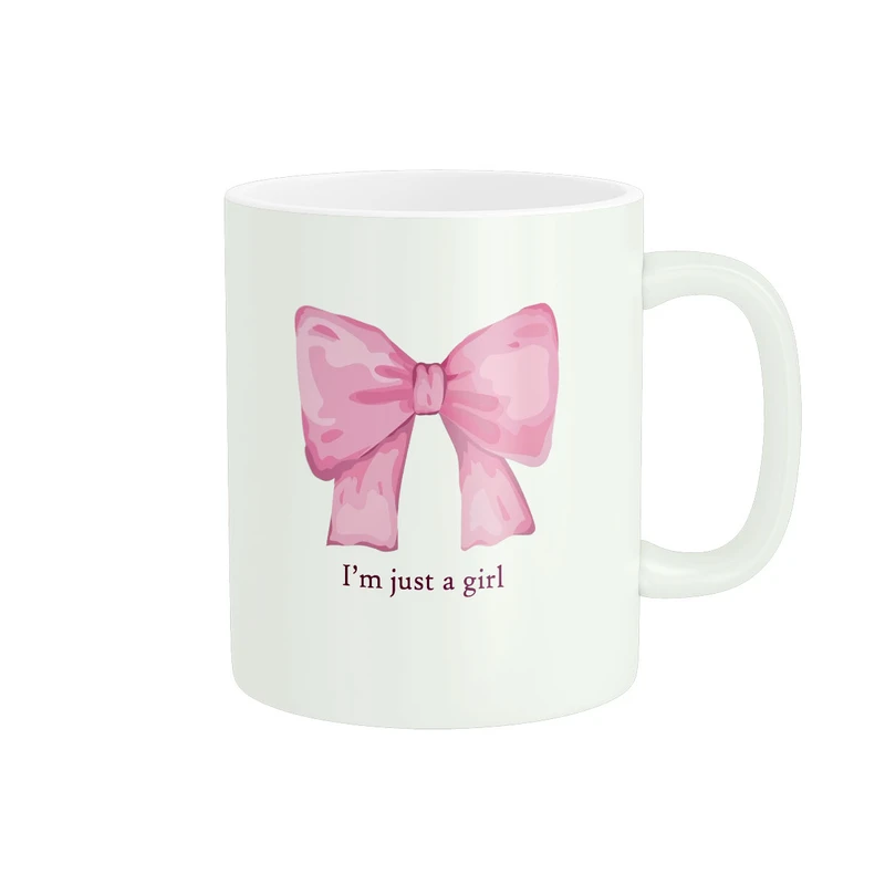ماگ پادآفرین مدل پاپیون من فقط یک دخترم im just a girl کد 386