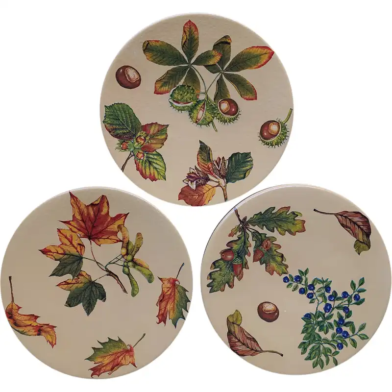 بشقاب دیوارکوب سفالی مدل پاییز مجموعه 3 عددی