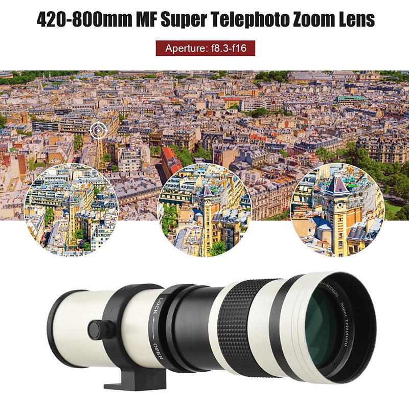 لنز دوربین آندوئر مدل 420-800MM mf f/8.3-16 Super Telephoto Zoom مناسب برای دوربین های کانن