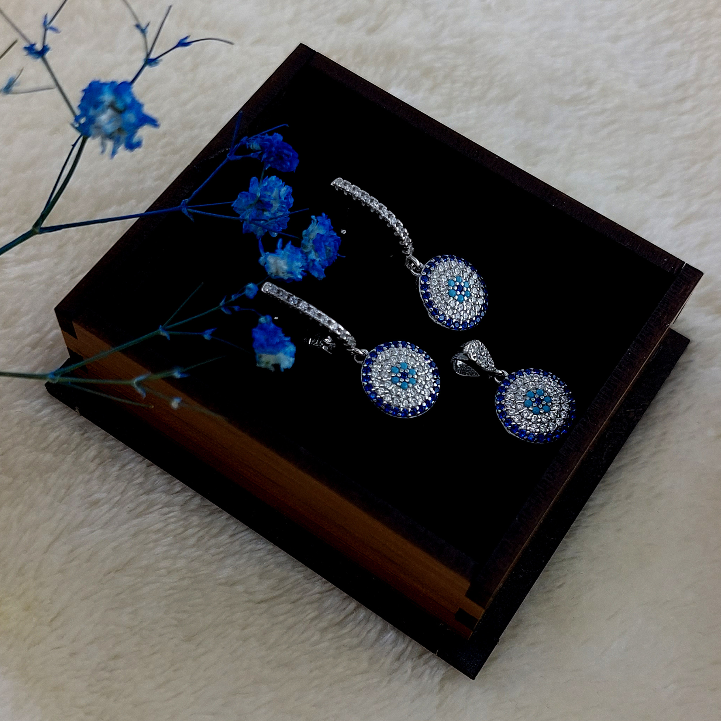 نیم ست نقره زنانه ملک زیور مدل چشم زخم کد 613 نیم ست نقره زنانه ملک زیور مدل چشم زخم کد 613