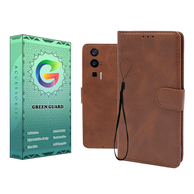 کیف کلاسوری گرین گارد طرح چرمی مدل Landing مناسب برای گوشی موبایل شیائومی Poco F5 Pro به همراه بند آویز